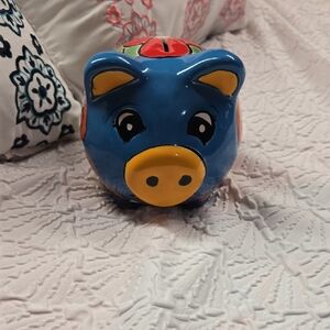 Colorful Piggy Bank with Blue and Orange